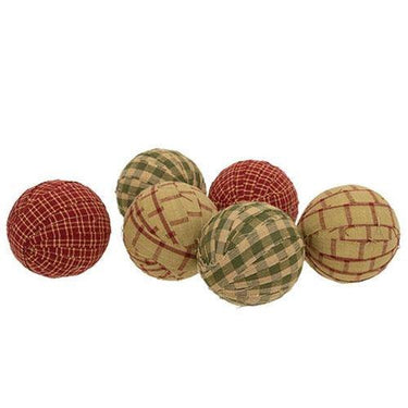6 Set Primitive Gingham Rag Balls - The Fox Decor